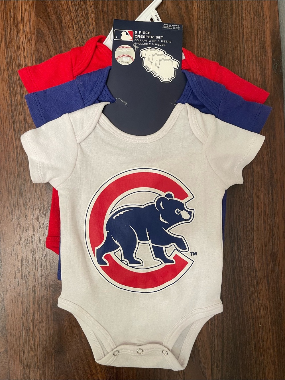 Kohl's MLB Chicago Cubs 3-Pack Baby Bodysuits - White, Blue, Red